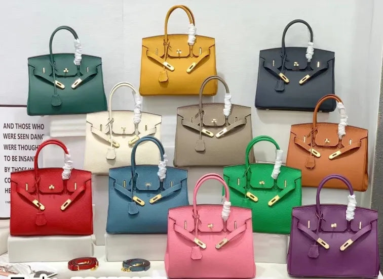 2025- Euro-american Elegant Crocodile Leather Handbag Bag - Birkin 30,blue-white ,palladium Hardware