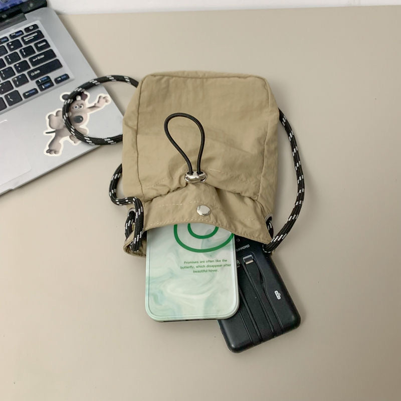 Blue Durable Nylon Small Square Phone Bag - Quick-Access Magnetic Closure, Versatile All-Match Shoulder Pouch