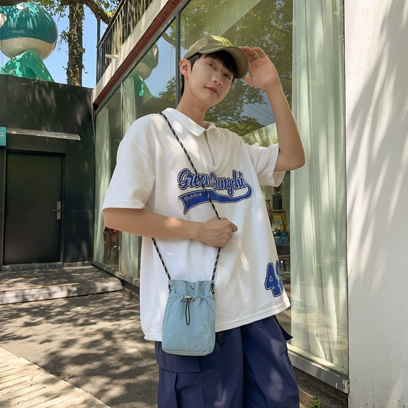 Green Durable Nylon Small Square Phone Bag - Quick-Access Magnetic Closure, Versatile All-Match Shoulder Pouch